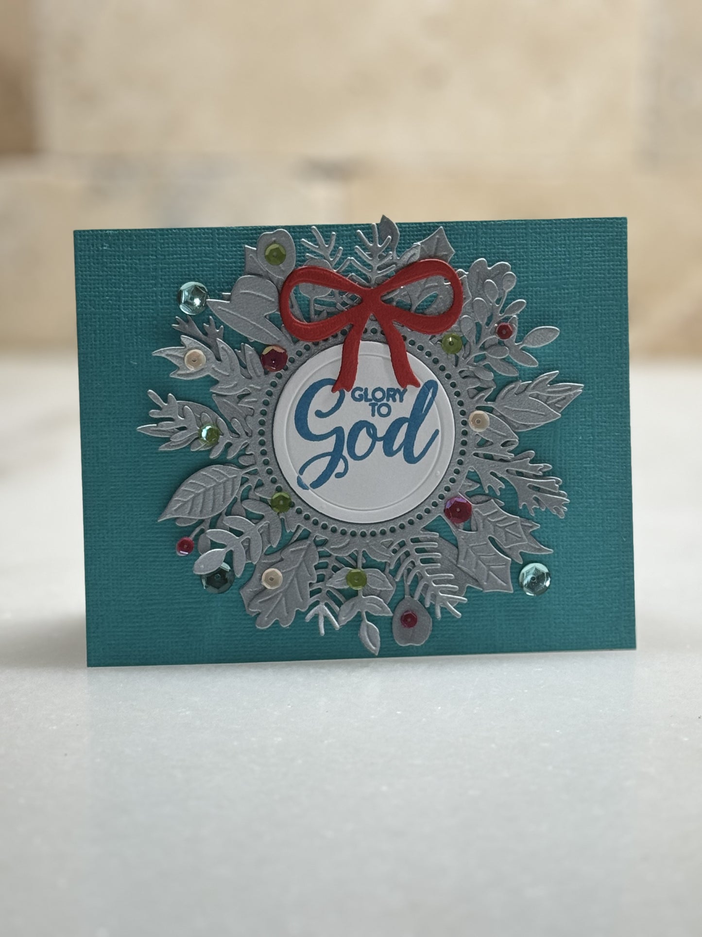 Glory to God teal and silver