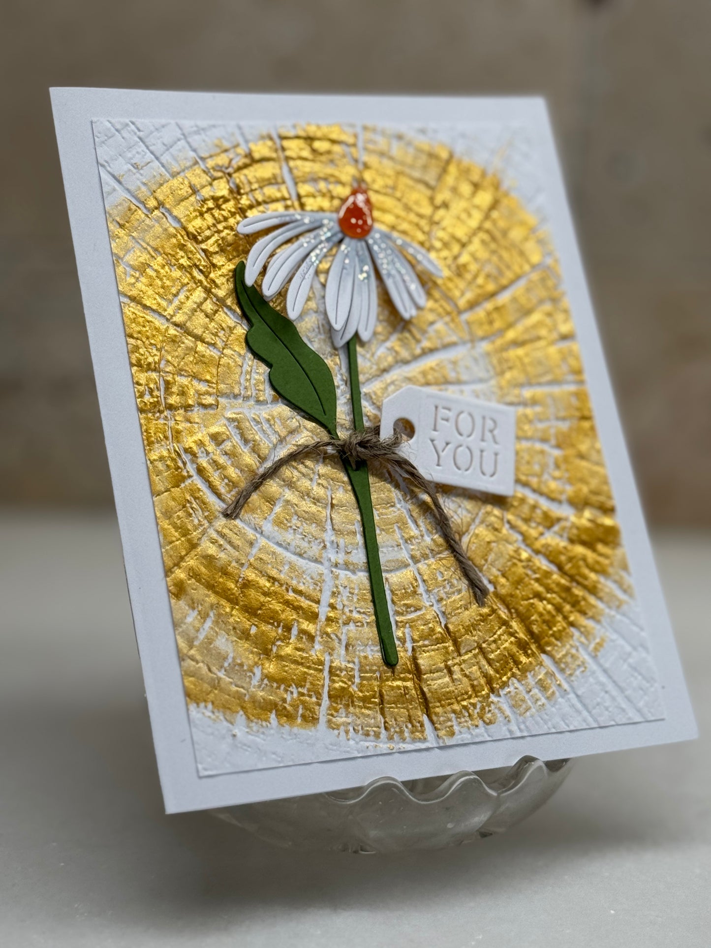 For You Daisy on Gold Wood