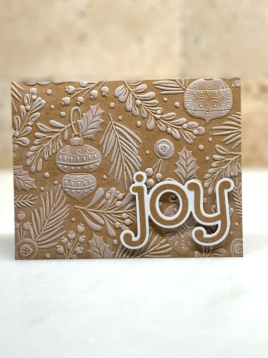 Joy on Embossed Kraft w/wht