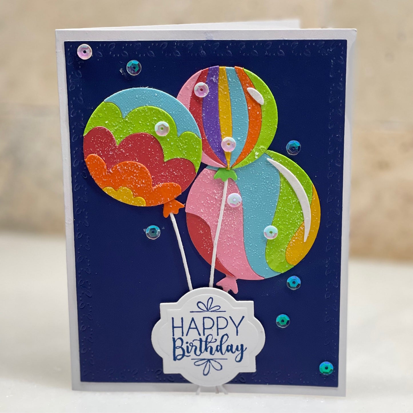 HB Color Block Balloons on Blue